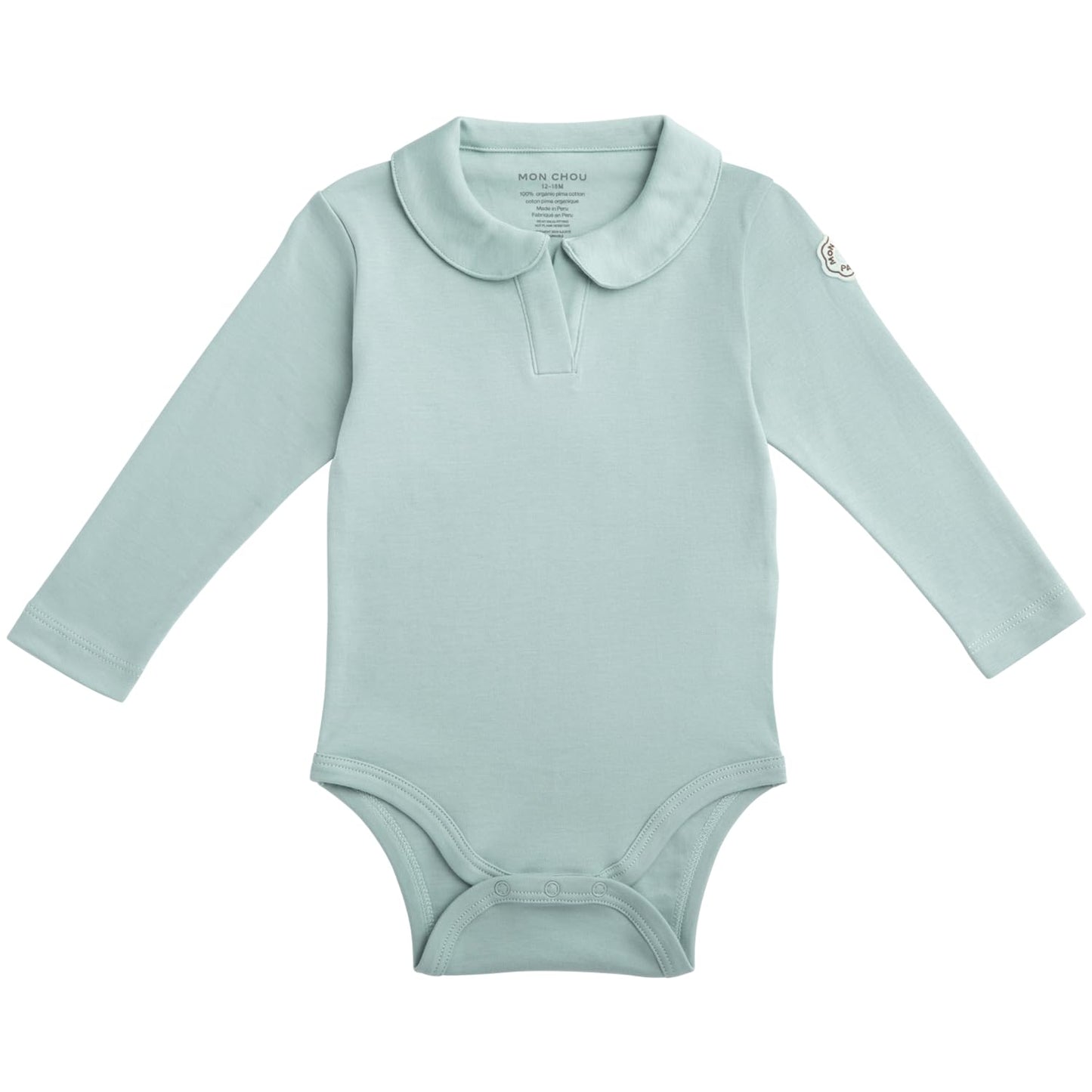 MON CHOU Premium Long Sleeve Bodysuit - Luxuriously Soft, 100% Pima Cotton Baby Bodysuit with Collar - Organic Cotton Baby Clothes (Meadow, 18-24 Months)