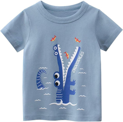 Boys' 4-Pack Excavator Short Sleeve Crewneck T-Shirts Top Tee Size 2-7 Years Toddler Boys' Value Pack Cotton T-Shirt
