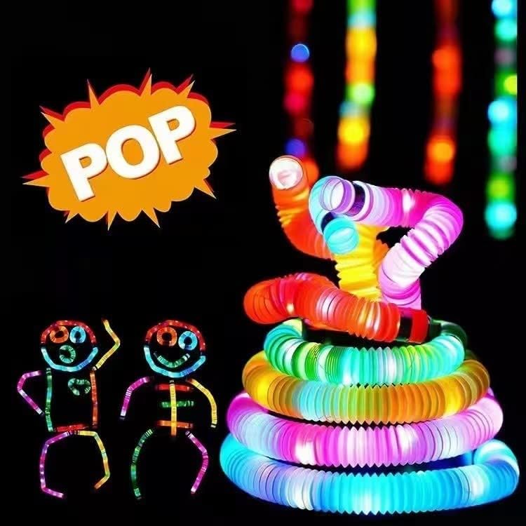 LED Light Up Pop Tubes Glow Sticks, Fidget Sensory Toys, Glow in The Dark Christmas Party Supplies Goodie Bag Stuffers for Boys Girls Birthday Party Carnival Return Gifts (30pcs)