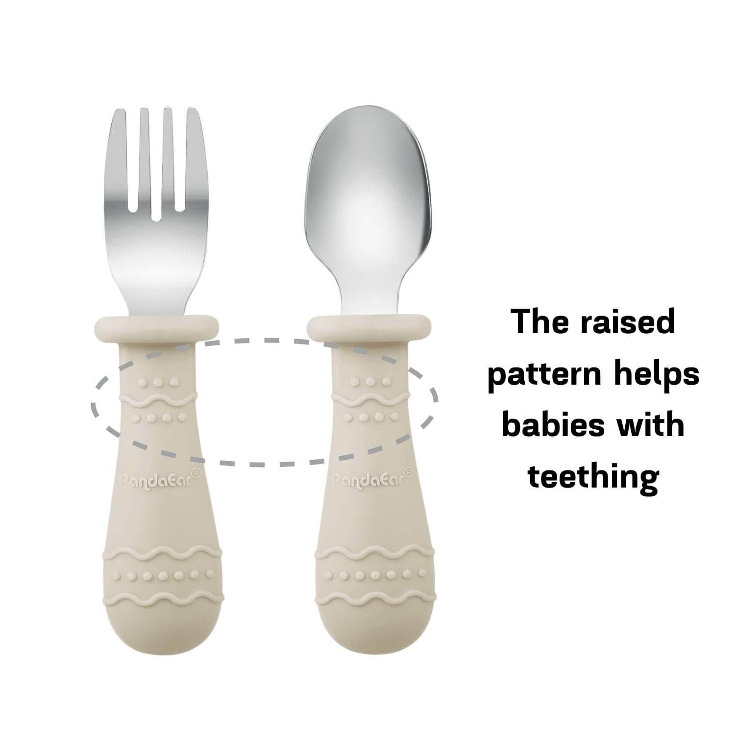 PandaEar Baby Feeding Set| 2 Pack Silicone Divided Suction Plate, 2 Set Toddler Spoons & Forks|