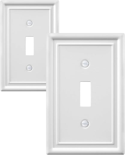 2-Pack Single Toggle Light Switch Cover Plate, Metal Switch Plate Covers, Off White Finish, 3.15''W*4.88''H, Midsize