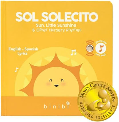 Binibi Spanish Musical Book for Toddlers Sol Solecito & Other Nursery Rhymes | Spanish Learning for Kids | Bilingual Children's Sound Book | Libro en español para bebés