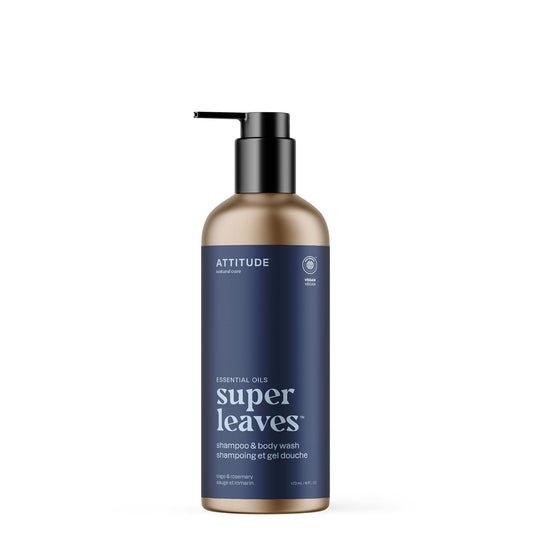 ATTITUDE 2-in-1 Body Wash and Hair Shampoo, EWG Verified Shower Gel, Dermatologically Tested, Made