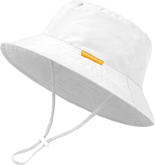 Baby Sun Hat Kids Summer UPF 50+ Toddler Bucket Hat Wide Brim Adjustable Beach Hats for Boys Girls Age 0-6 Years