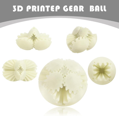 MerryXD Gear Ball Fidget Toy,GearSphere Desk 3D Printed Perfect for Stress and Anxiety Relaxing Fidget Toy Gear Fidget Sphere Activity Gear Ball for Adults Grow in The Dark White