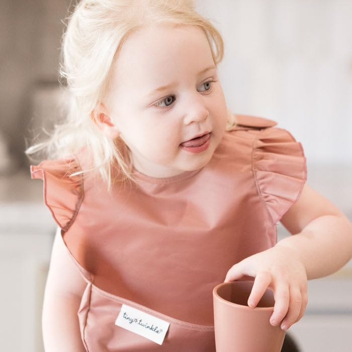 Tiny Twinkle Mess Proof Baby Bibs for Eating - Waterproof, Wipeable Bibs - Toddler Bibs - Travel