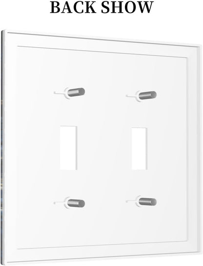 Decorative Switch Covers Plate Horror Night Blue Ocean Evil Octopus 2 Gang Wall Plate Unique Double Toggle Light Switch Plate Wall Cover Plate Faceplate for Bathroom Home Decor