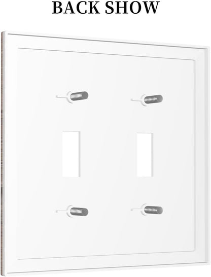 Decorative Switch Covers Plate Retro Wood Plank Vintaga Wooden Board 2 Gang Wall Plate Unique Double Toggle Light Switch Plate Wall Cover Plate Faceplate for Bedroom Home Decor