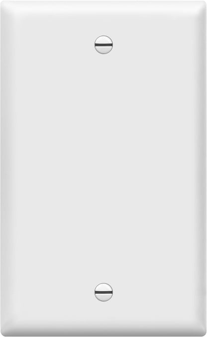 ENERLITES Blank Cover Wall Plate, Gloss Finish, Standard Size 1-Gang 4.50" x 2.76", Polycarbonate Thermoplastic, 8801-W, White