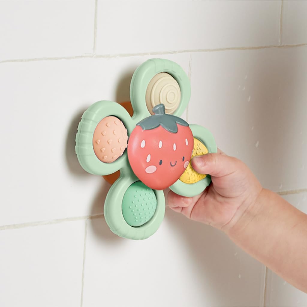 Itzy Ritzy Pop & Whirl Fidget Spinner Baby Bath & Travel Toy (Strawberry)