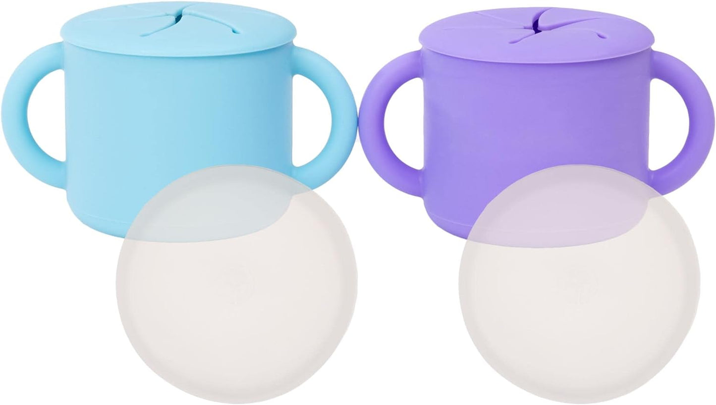 WeeSprout Snack Containers, Food Grade Silicone Cups, Spill-Proof Tops For Toddlers and Babies