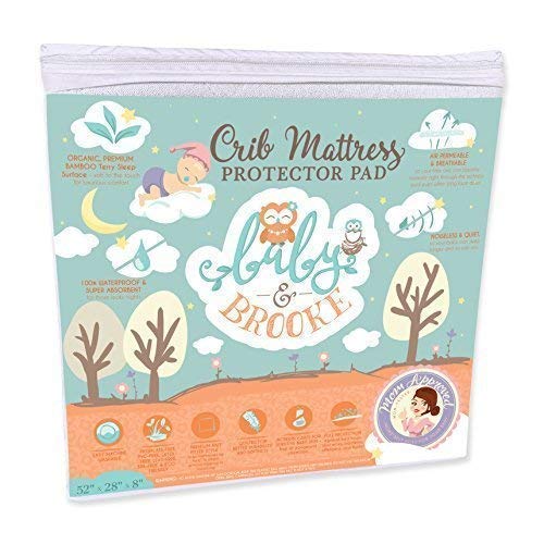 Organic Bamboo from Viscose Fitted Crib Mattress Protector Pad by Baby&Brooke – 100% Waterproof