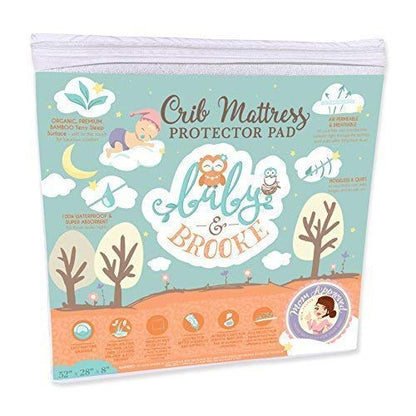 Organic Bamboo from Viscose Fitted Crib Mattress Protector Pad by Baby&Brooke – 100% Waterproof