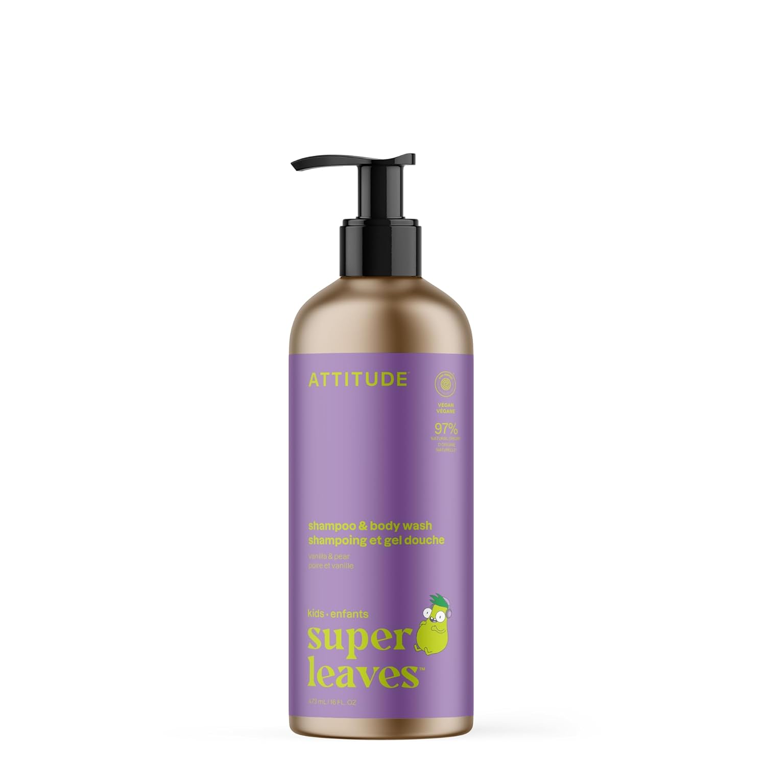 ATTITUDE Shampoo and Body Wash for Kids, EWG Verified Hair and Body Cleanser, Dermatologically