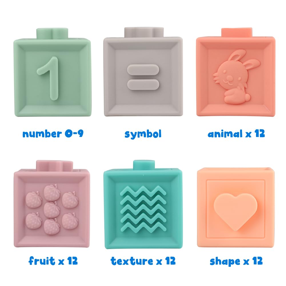 Litand Soft Stacking Blocks for Baby - Sensory Montessori Toys Toddler Activities - Gifts for Boy