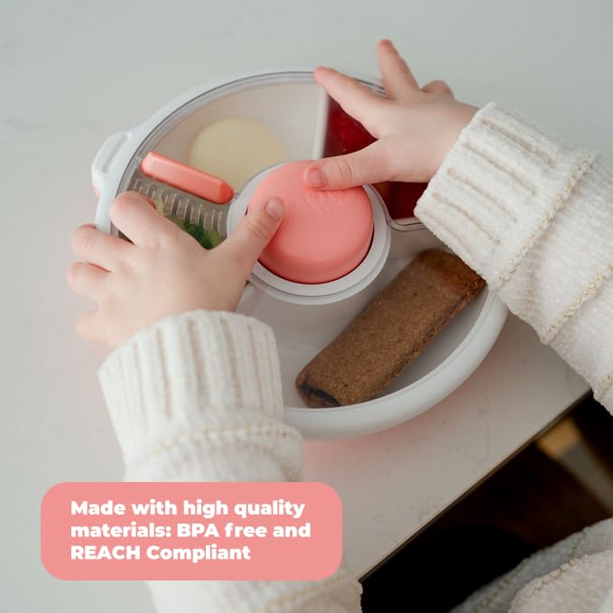 GoBe Kids Small Snack Spinner Slide Bundle with Hand Strap and Sticker Sheet - Reusable Snack