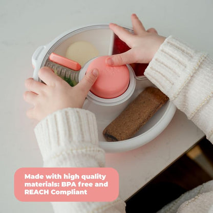 GoBe Kids Small Snack Spinner Slide Bundle with Hand Strap and Sticker Sheet - Reusable Snack