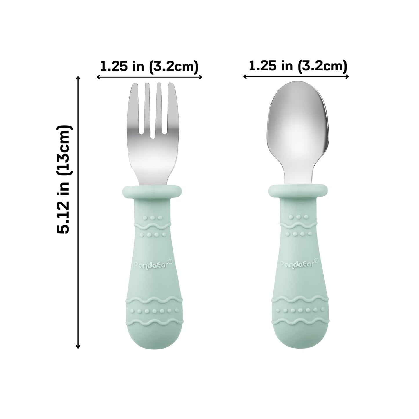 PandaEar Baby Feeding Set| 2 Pack Silicone Divided Suction Plate, 2 Set Toddler Spoons & Forks|