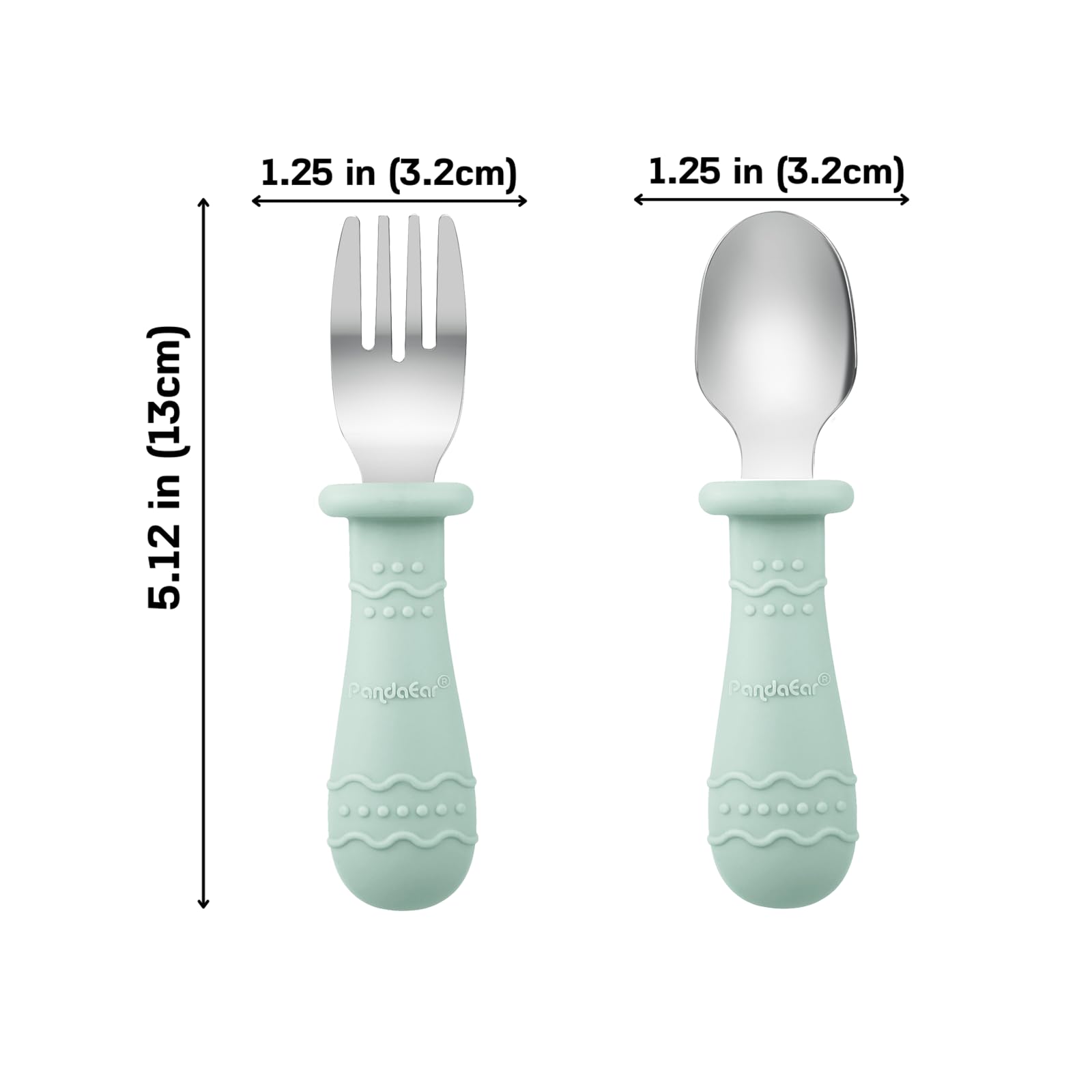 PandaEar Baby Feeding Set| 2 Pack Silicone Divided Suction Plate, 2 Set Toddler Spoons & Forks|