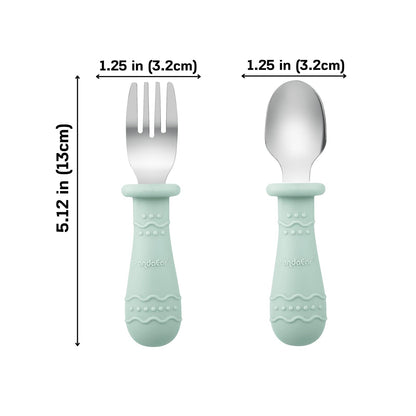 PandaEar Baby Feeding Set| 2 Pack Silicone Divided Suction Plate, 2 Set Toddler Spoons & Forks|