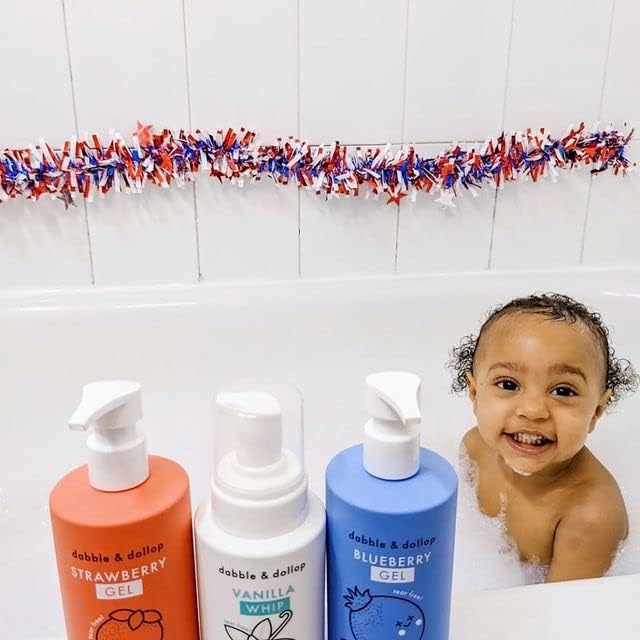 Dabble & Dollop USA Bundle, 3-in-1 Natural Bubble Bath, Body Wash & Shampoo for Kids, USA-Made