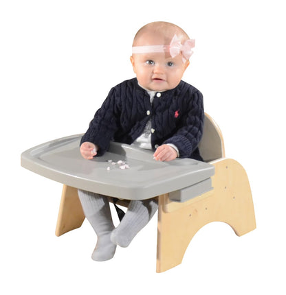 11'H Montessori Low Feeding Chair, Toddler Wooden Stackable Chair with Removable Tray, Safety