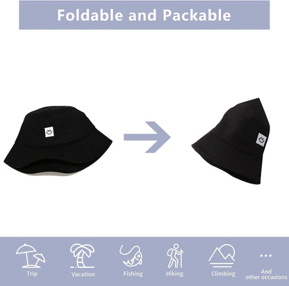 Kids Sun Hat Smile Face Bucket Hat for Girls Boys Summer Sun Protection Cotton Unisex Beach Cap