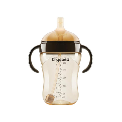 PPSU Weighted Straw Cup with Handles Toddlers Transition Bottles to Sippy Cups No Spill Learner Milk Water Baby Bottle Soft Silicone Spout Dishwasher Safe BPA Free 6+ Months 10oz/300mL 1 Pack
