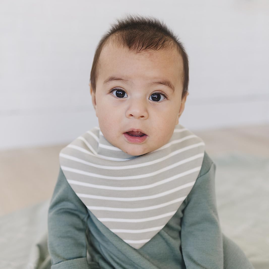 Woolino Merino Wool Baby Bibs - Highly Absorbent Bandana Bib with Cotton Outer Layer and Merino Wool Inner Layer - Pack of 2