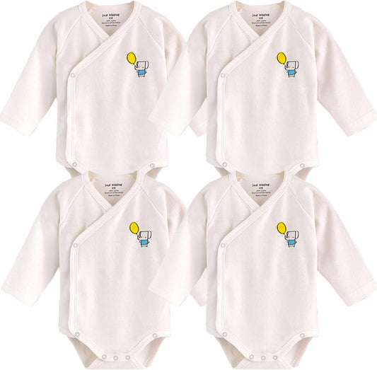 Baby Boys Girls Short Sleeves Kimono Clothes Cotton Baby Side-Snap Bodysuit Pack of Baby Layette Set