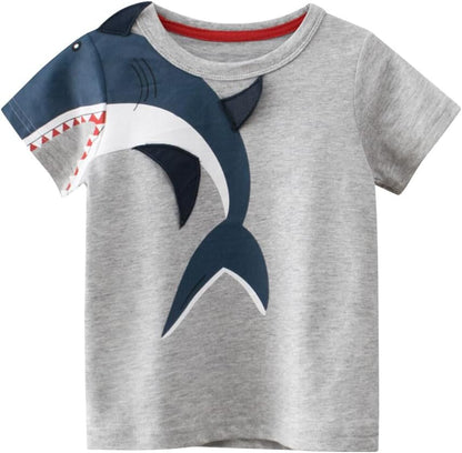 Boys' 4-Pack Excavator Short Sleeve Crewneck T-Shirts Top Tee Size 2-7 Years Toddler Boys' Value Pack Cotton T-Shirt