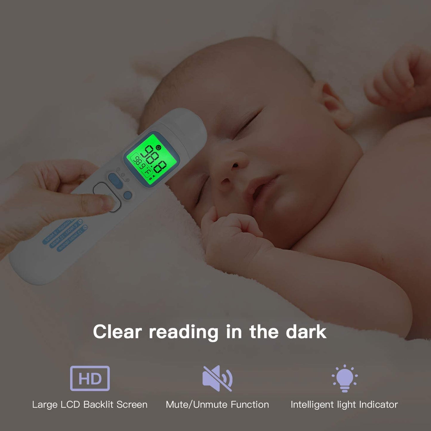 GoodBaby Touchless Thermometer for Adults,Forehead and Ear LCD Display Thermometer for