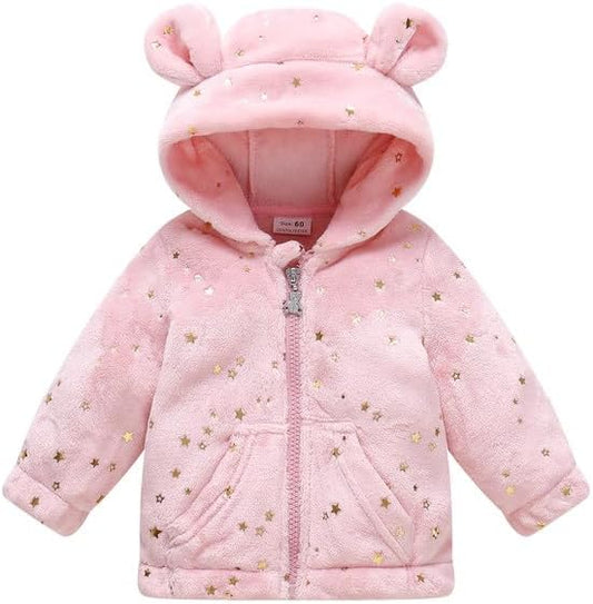 Baby Girl Winter Fleece Coat Toddler Boy Jacket Infant With Hood Warm Outerwear
