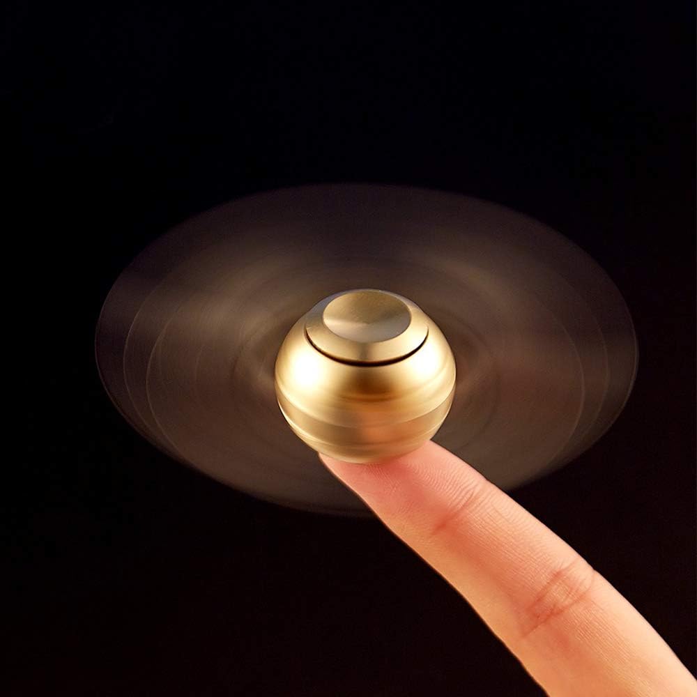Golden Fidget Spinners Toys Metal for Kids Adults - Cool Finger Hand Spinner Orb Ball Toys for Age 3-12 Boys, Desk Toy Decoration Gift for Sensory Anxiety Stress Relief Autism