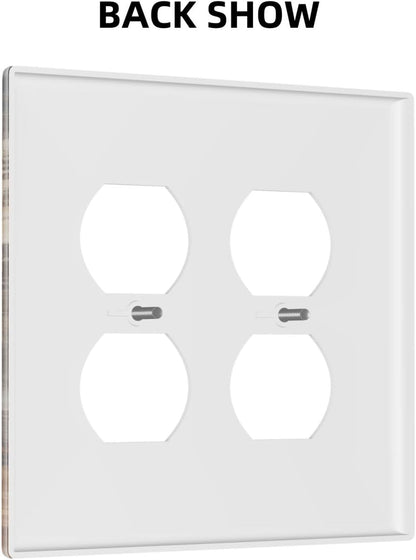 Brown Marble Granite Golden Lines Print Outlet Covers 2 Gang Double Duplex Decorative Light Switch Covers Electrical Wallplates Socket Faceplate for Bathroom Kitchen Decor