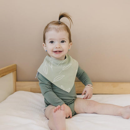 Woolino Merino Wool Baby Bibs - Highly Absorbent Bandana Bib with Cotton Outer Layer and Merino Wool Inner Layer - Pack of 2