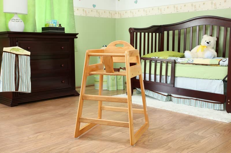 Wooden High Chair for Baby & Toddler – Restaurant-Style Stackable HighChair with Commercial Grade