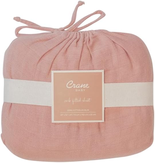 Crane Baby Fitted Sheet, Soft Cotton Fitted Sheet for Cribs and Nurseries, Beige Copper, 28”w x