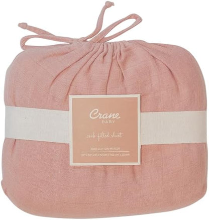 Crane Baby Fitted Sheet, Soft Cotton Fitted Sheet for Cribs and Nurseries, Beige Copper, 28”w x