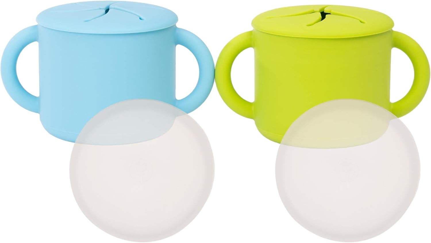 WeeSprout Snack Containers, Food Grade Silicone Cups, Spill-Proof Tops For Toddlers and Babies