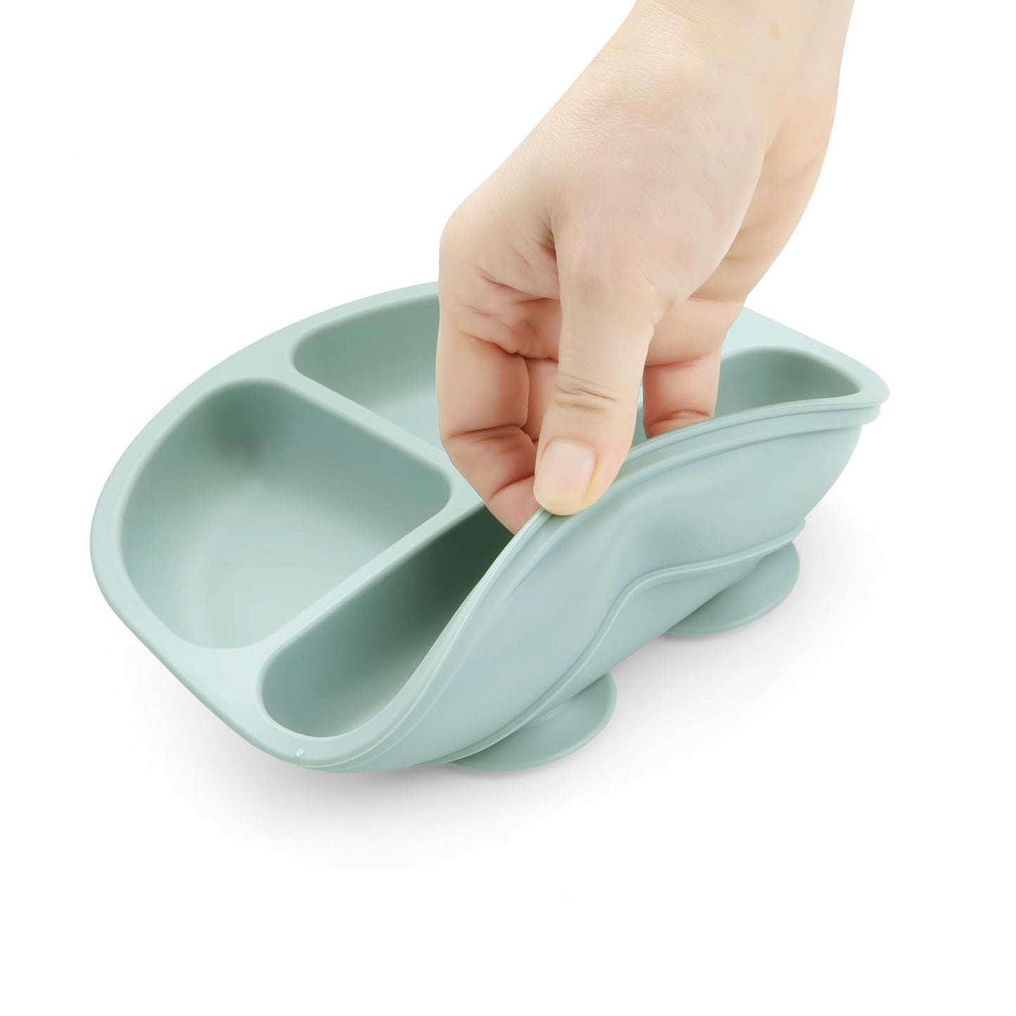 PandaEar Baby Feeding Set| 2 Pack Silicone Divided Suction Plate, 2 Set Toddler Spoons & Forks|