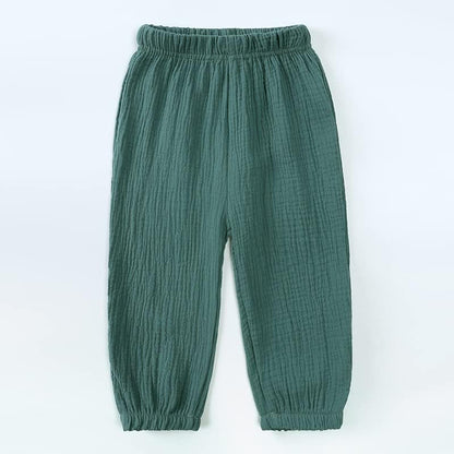 MYGBCPJS Baby Boys Girls Cotton Linen Trousers Kids Casual Ankle Pants Loose Long Bloomers