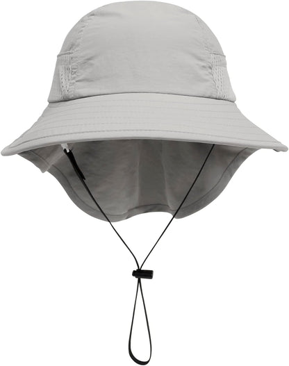 CHUNG Baby Sun Protection Hat Summer Toddler Adjustable UPF 50+ Wide Brim Neck Flap Beach Caps Boys Girls 1-12 Years Kids