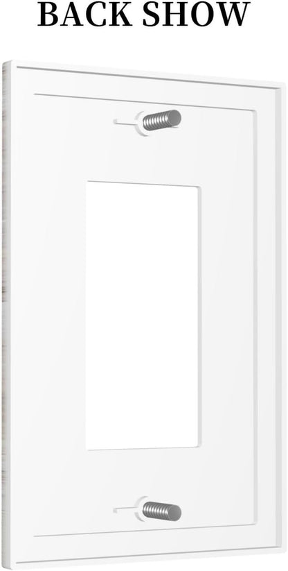 Decorative Outlet Covers Rustic Vintage White Wood Grain 1 Gang Single Rocker Light Switch Cover Plate Wall Plates GFCI Faceplate for Farmhouse Home Decor