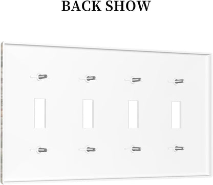 Decorative Switch Covers Plate Rustic Mushroom Garden Red Strawberry 4 Gang Artistic Wall Plate Unique Quad Toggle Light Switch Plate Jumbo Faceplate for Bedroom Home Decor