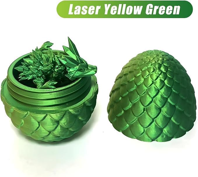 Easter Basket Stuffers, 3D Printed Dragon Surprise Egg, Executive Dragon Fidget Desk Toys Decorative Easter Egg Fillers Easter Gifts for Boys Kids Home Decor ((Yellow&Green))