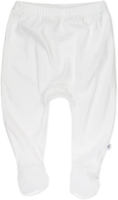 HonestBaby 3-pack Footed Pants Roomy Fit Pull on Bottoms 100% Organic Cotton for Infant Baby Boys, Girls, Unisex