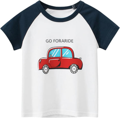 Boys' 4-Pack Excavator Short Sleeve Crewneck T-Shirts Top Tee Size 2-7 Years Toddler Boys' Value Pack Cotton T-Shirt