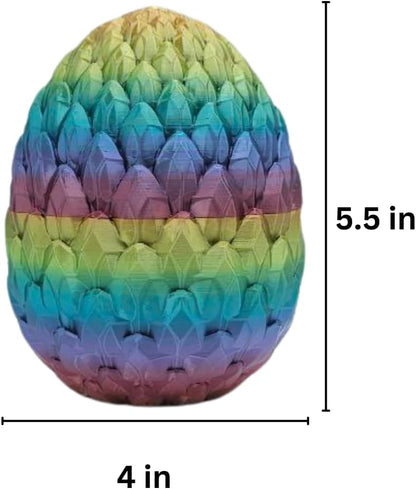 3D Printed 14'' Articulated Crystal Dragon with Egg, Toy Home Office Decor, Executive Desk Toy, Adult Fidget Toy, Toddler Play Game (Red-Blue-Green, Medium 14'' w/Egg)