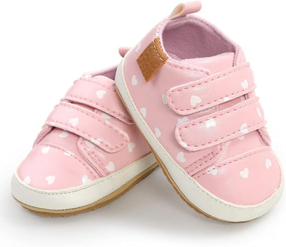 SOFMUO Baby Boys Girls High Top Ankle PU Leather Sneakers Soft Rubber Sole Infant Moccasins Newborn Oxford Loafers Anti-Slip Toddler Wedding Uniform Dress Shoes
